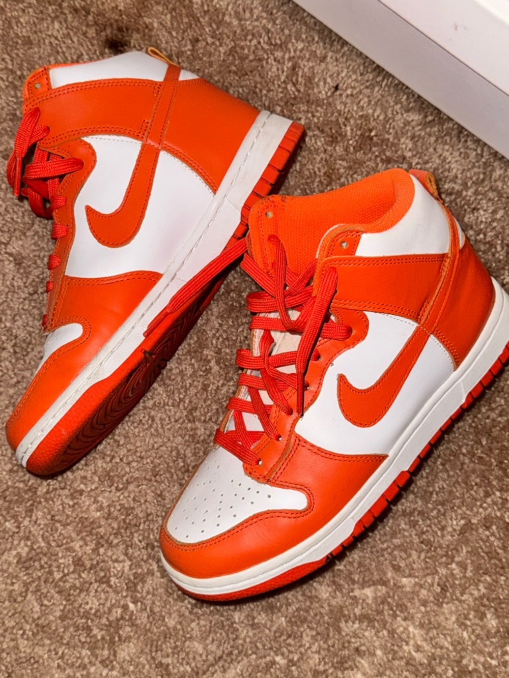 Nike Orange & White Mid-Top Sneakers